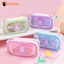 Estuche de lápices Kawaii, estuches de lápices de animales lindos, bolsas de lápices escolares grandes, suministros de papelería para niñas