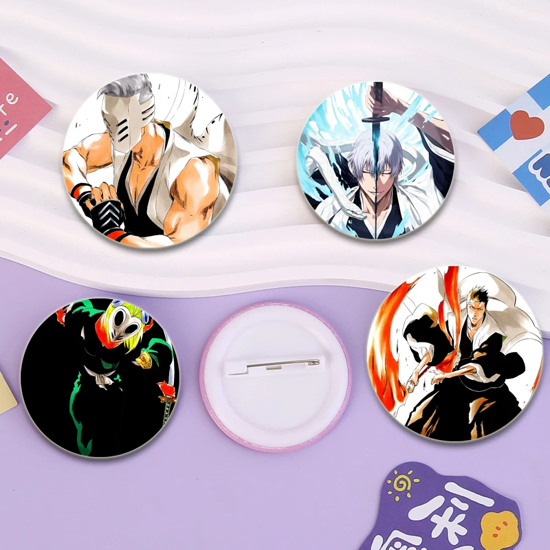 Anime Bleach Enamel Pins Kurosaki Ichigo Ichimaru Gin Brooches Round Cartoon Badge Backpack Hat Jewelry Accessories Gifts