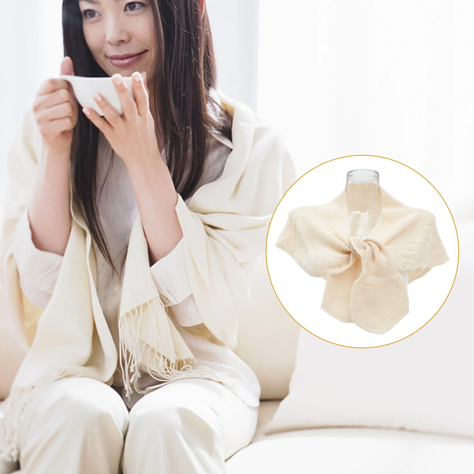 

Fish Pattern Shawl H Knit Scarf Cotton Cashmere Wrap Warm Air Conditioned Room Everyday Wear Matching Styles