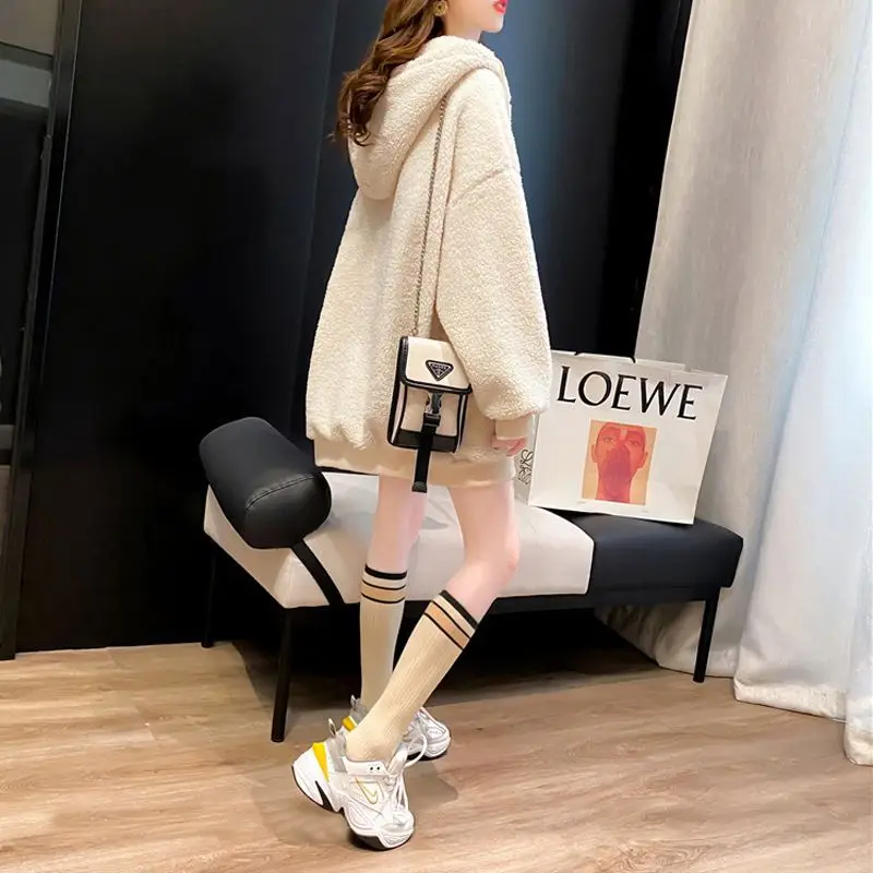 Fashion Zipper Casual Letter Hoodies Sweatshirts Female Clothing 2024 Autumn Winter New Loose Korean Tops All-match Sweatshirts