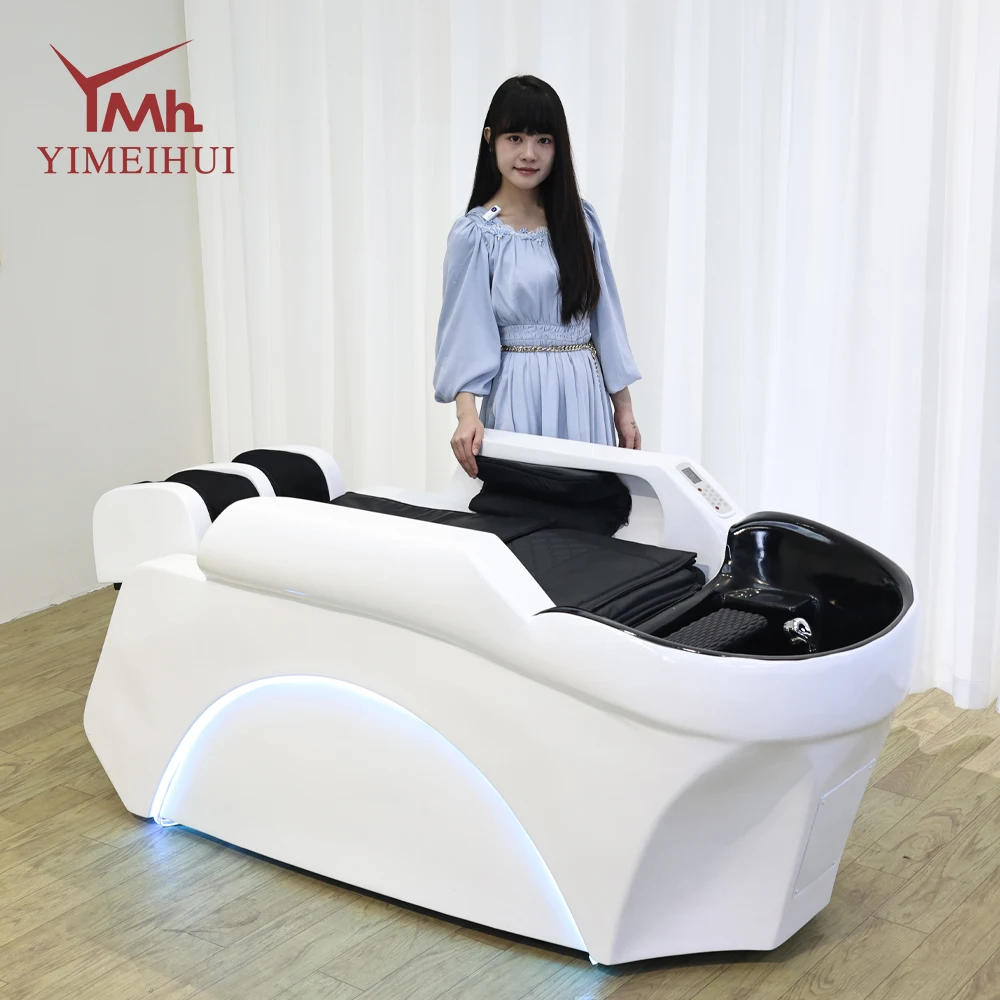 Hairdresser salon head spa massage shampoo bed white electric head therapy chair for Salon