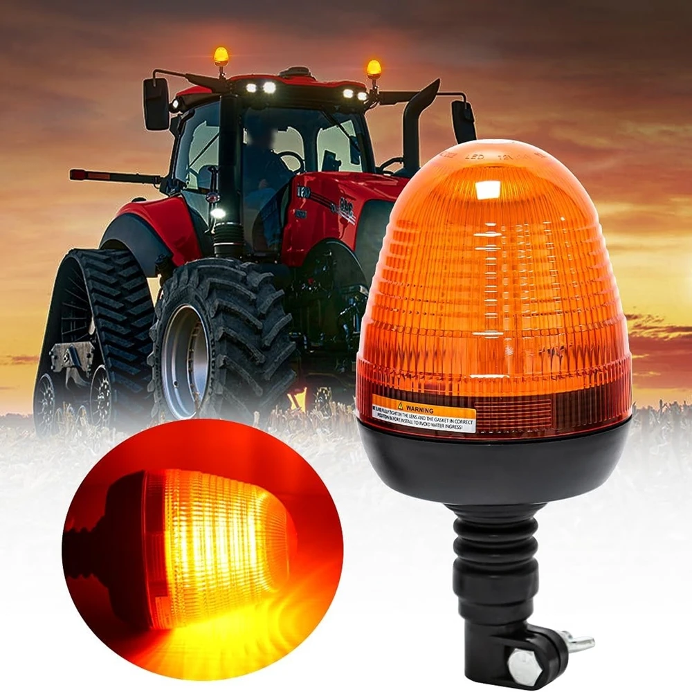 

60 LED Beacon Warning Signal Light Tractor Amber for John Deere Rotating Flash Strobe Lamp Forestry with Base Bracket Pole