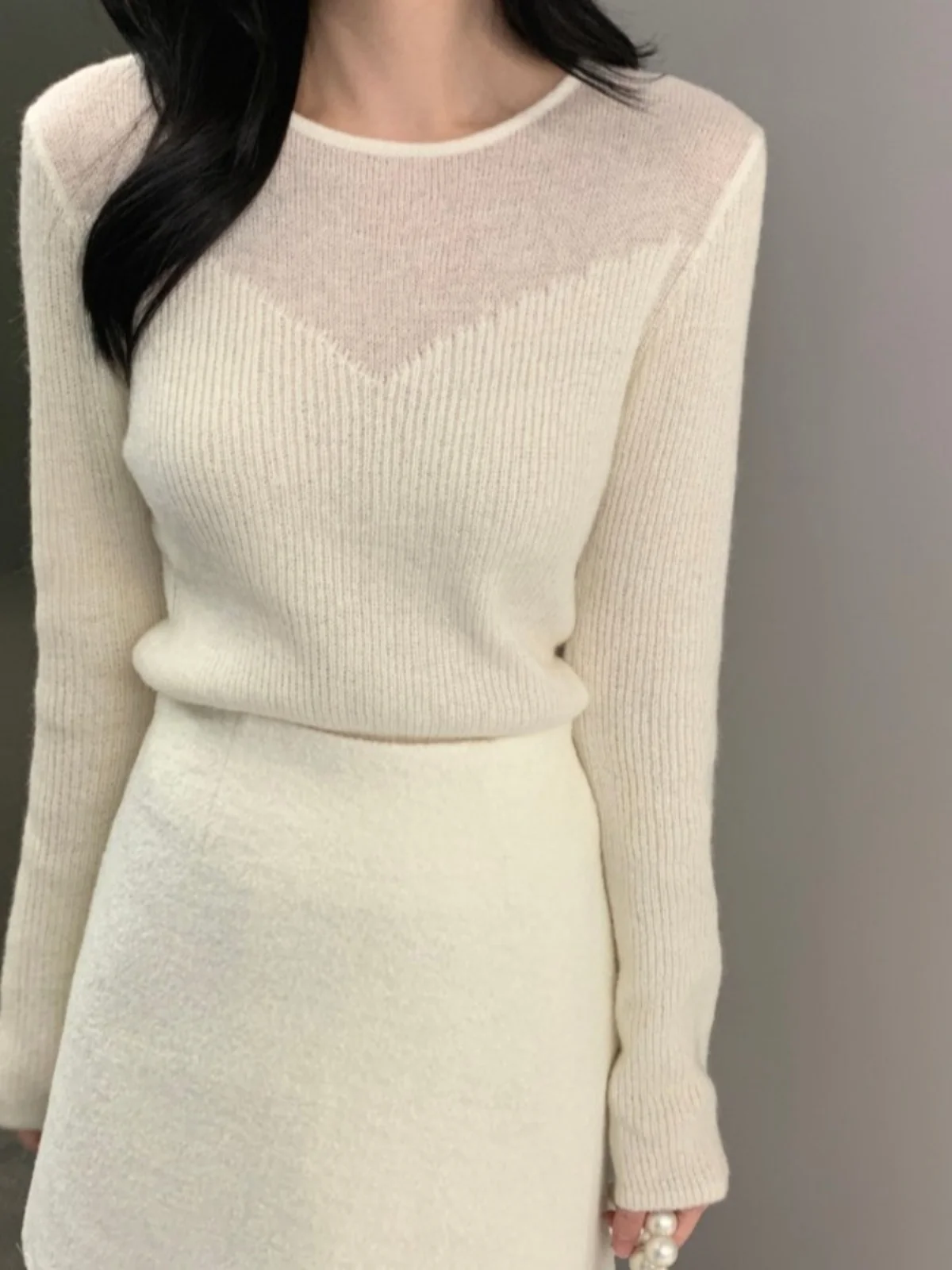 

Sexy Long Sve Knitted Sweater Women's Faion Autumn Design Slimming Gentle Ele Top Korean Sle Loose Fit