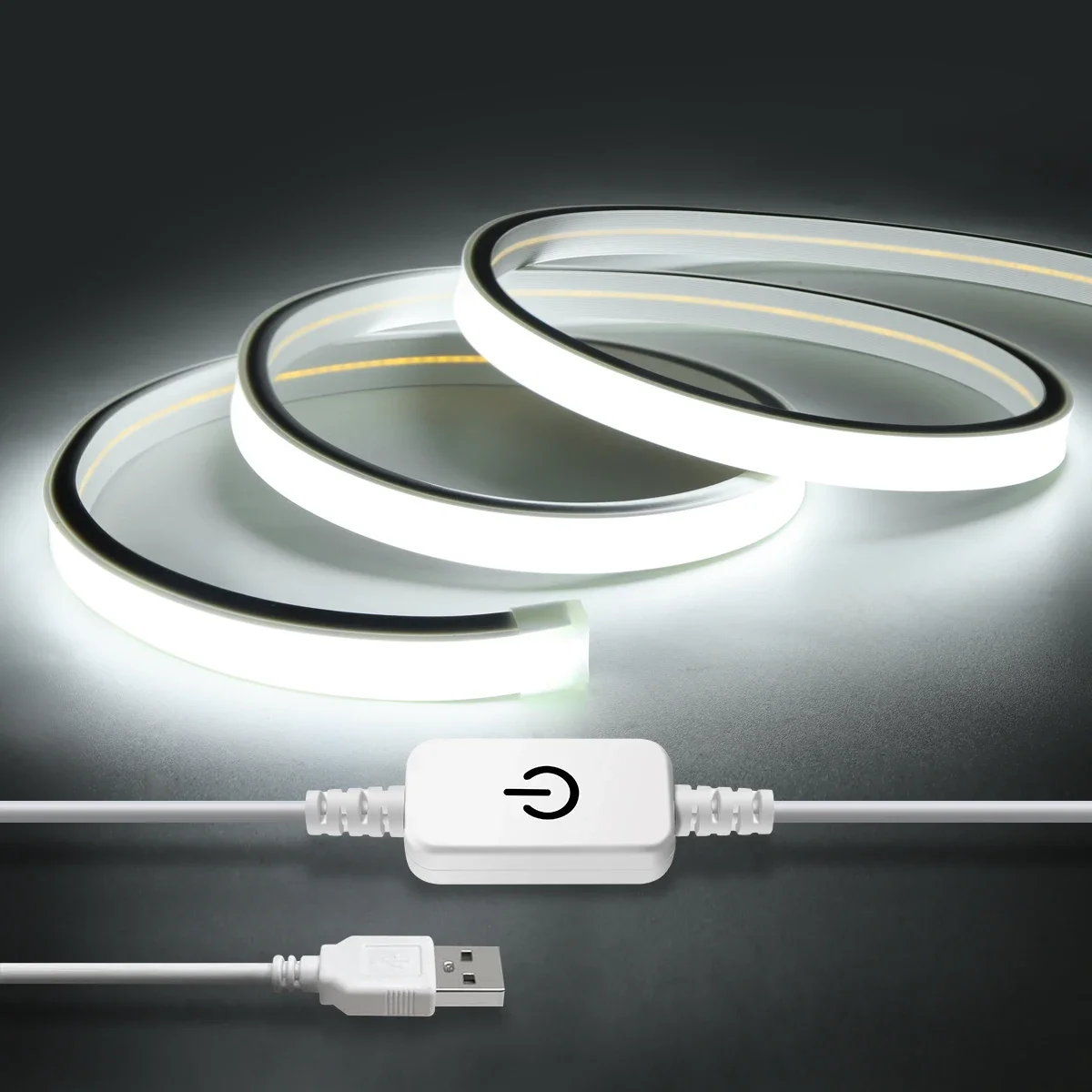 5V USB COB LED Neon Strip, Silicone Gel Tube High Bright With Touch Control Stepless Dimming, Waterproof for Home Kitchen Decor