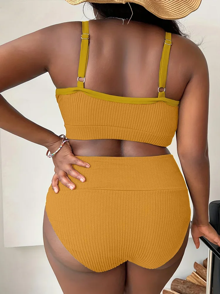2026 New Summer Swimwear Bikinis Set Women Sexy High Waist Large Size Bikini 2 Piece Set Split Swimsuit Beach Bikinis