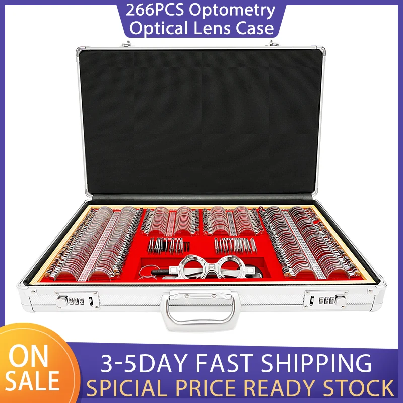 Lens Box 266PCS Optometry Rim Case Optical Lens High Quality Optical Plastic Ring Trial Lens Set Aluminum Case Box Trial Kit