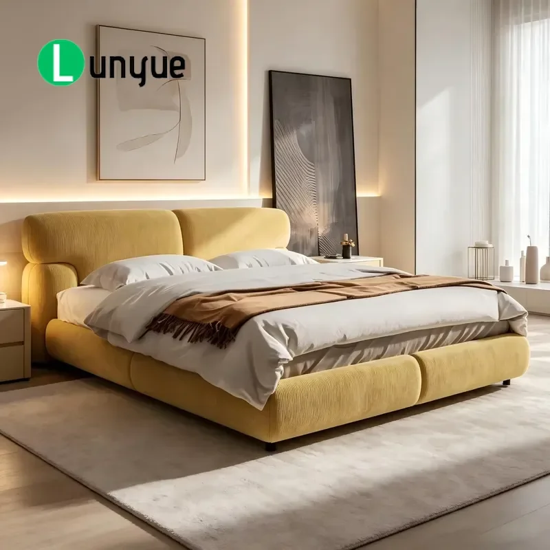 Vintage Style Soft Tufted Luxury King Queen Storage Bed Frame Eco Friendly Interior Winter Linen Mattress Comfortable Bedroom