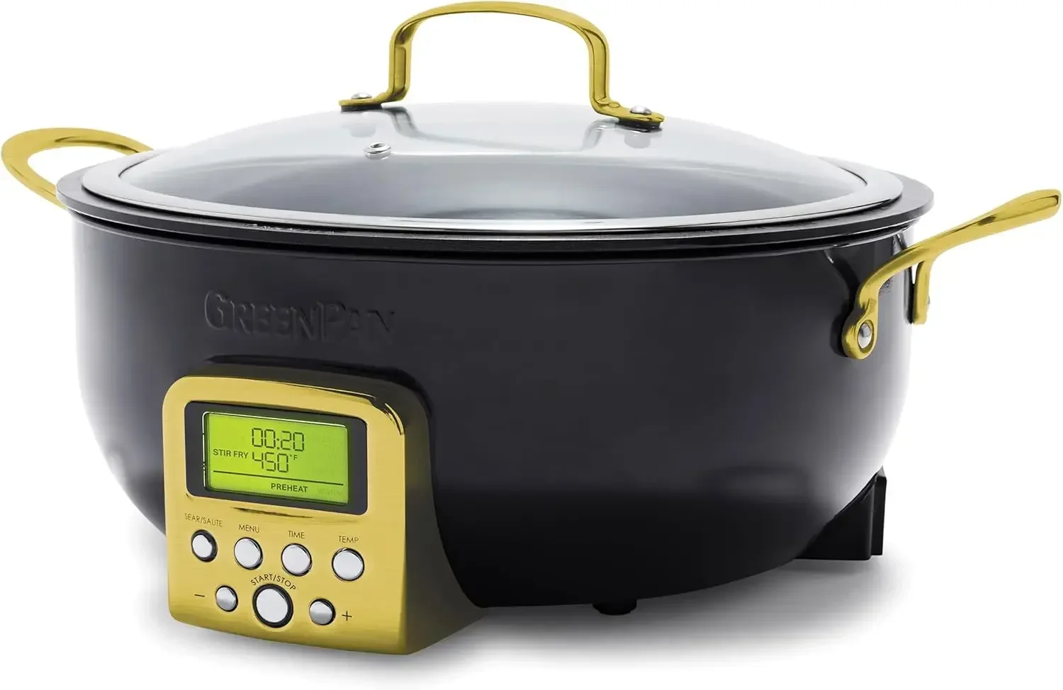 Elite Reserve Essential Smart Electric 6QT Skillet Pot, Presets to Sear Saute Stir-Fry and Cook Rice, Healthy Ceramic