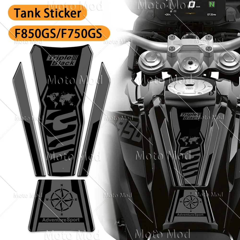 Per BMW F850GS F750GS F 850 750 GS 3D moto Tank Pad Sticker Protector Triple black 40 anni decalcomania 2020-2024