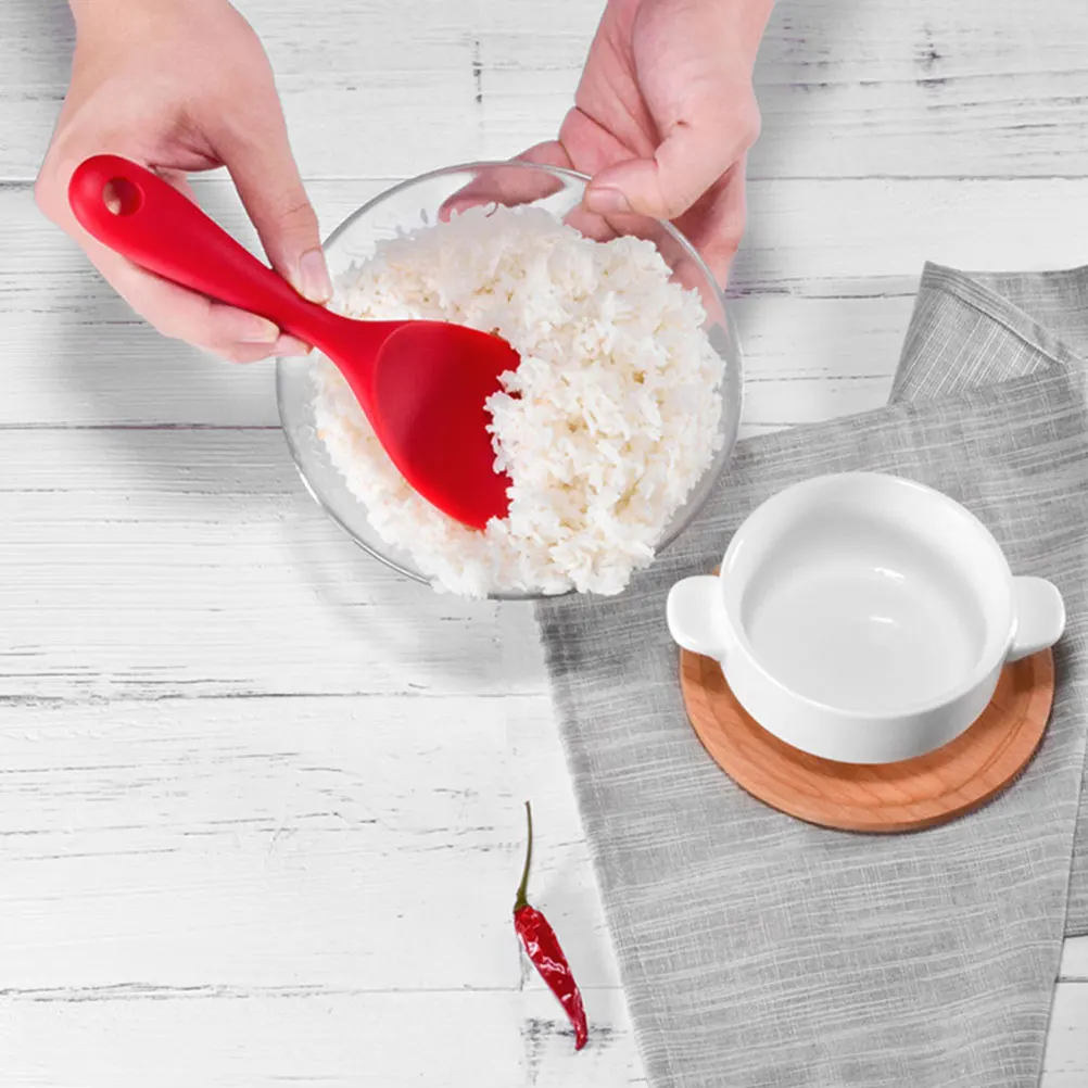 

2 Pcs Silicone Rice Spoon Household Paddle Spatula Kitchen Utensil Reusable Scooper Wear Resistant Sushi Shaping Lightweight