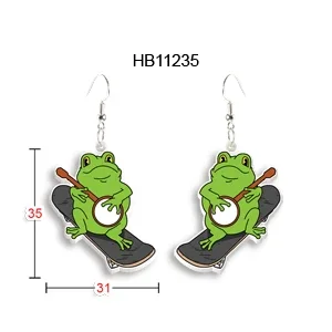 Acrylic Cute frog Earrings Big Long Dangle Drop Unique North America Animal Jewelry For Women Girls Kid Gift