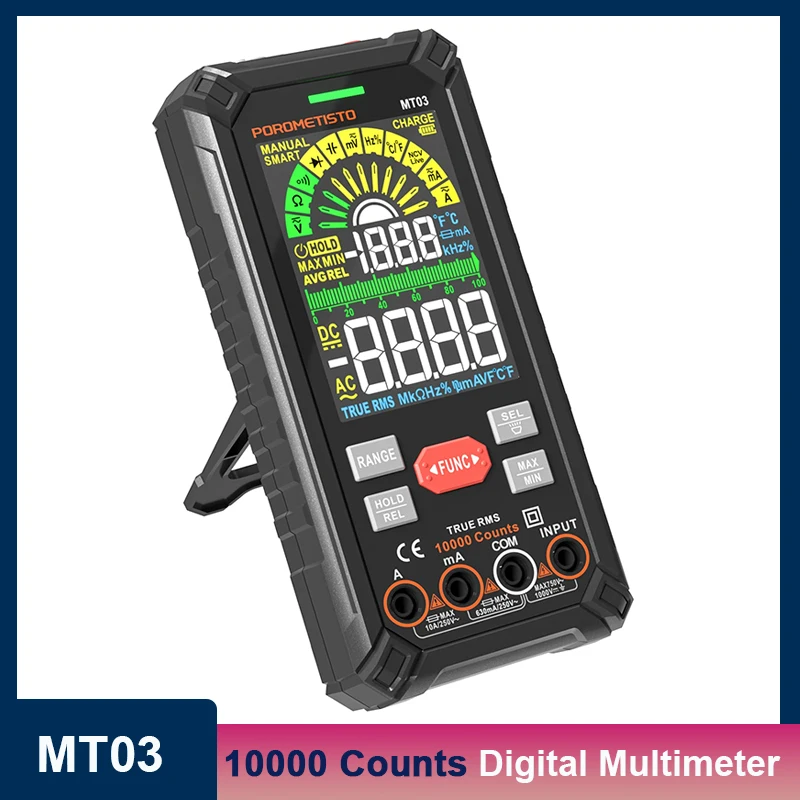 

MT03 10000 Counts Smart Rechargeable Multimeter Auto Range Ture RMS 1000V 10A Tester Ohm Hz Capacitance NCV Digital Multimeter