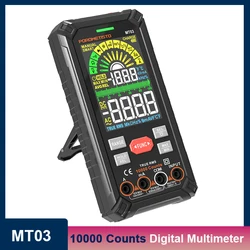 MT03 Multímetro Digital Recarregável Inteligente, Alcance Automático, True RMS, 1000V, Tester 10A, Ohm, Hz, Capacitância, NCV, 10000 Contagens