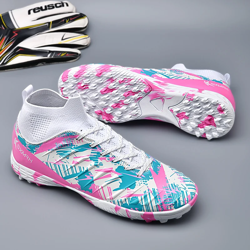 

Double Star High-Top AG Long Stud Football Shoes, Kids Primary School Students Teenagers Adults Turf Stud Athletic Match Trainin