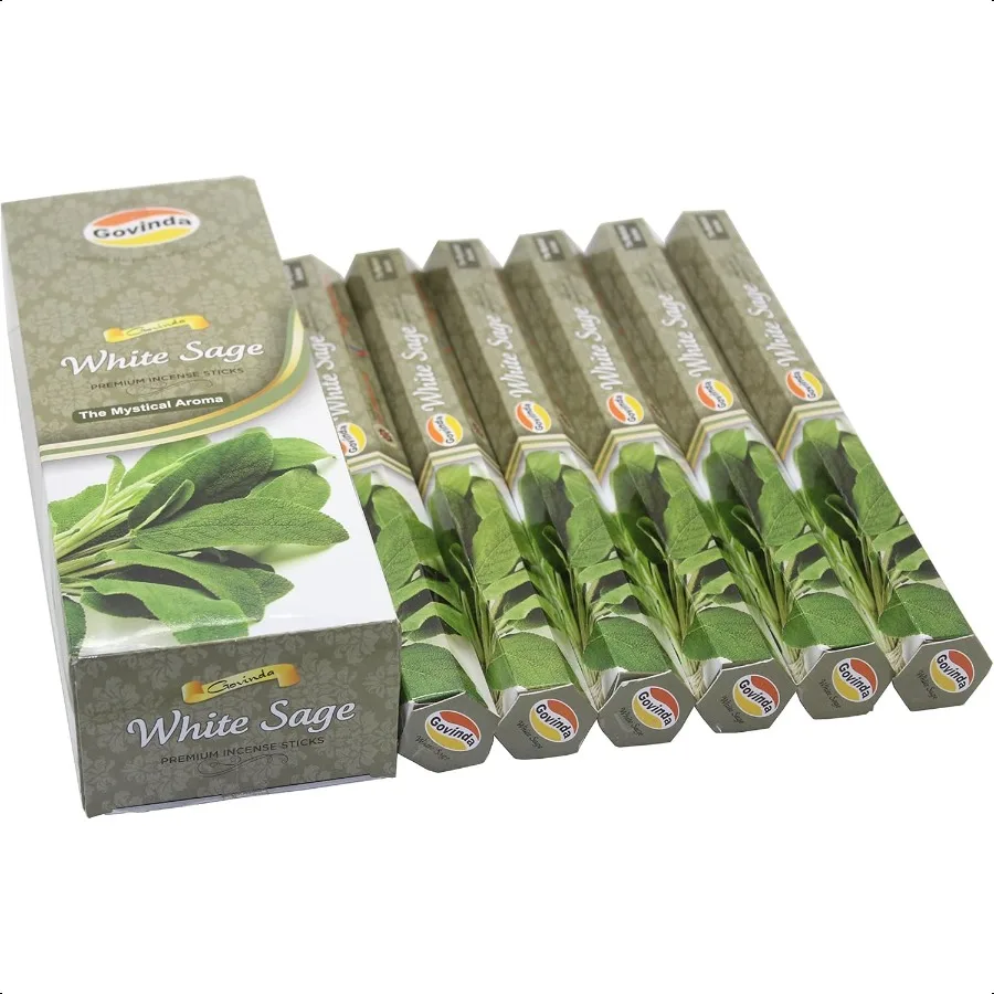 

Incense White Sage 120 Incense Sticks Premium Incense Masala Coated