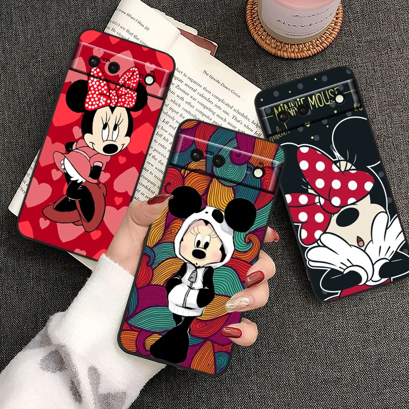 

Disney Fashion Minnie Luxury For Google Pixel 9 8 7A 7 6A 6 5A 5 4 4A XL 5G Black Silicon Shockproof Shell TPU Phone Case