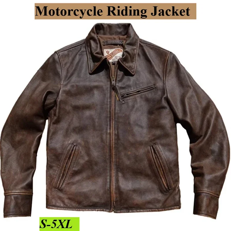2026 New Mens Motorcycle Genuine Leather Jacket Outdoor Super Soft Leather Jacket Motorcycle Durable Clothes Size S-5XL