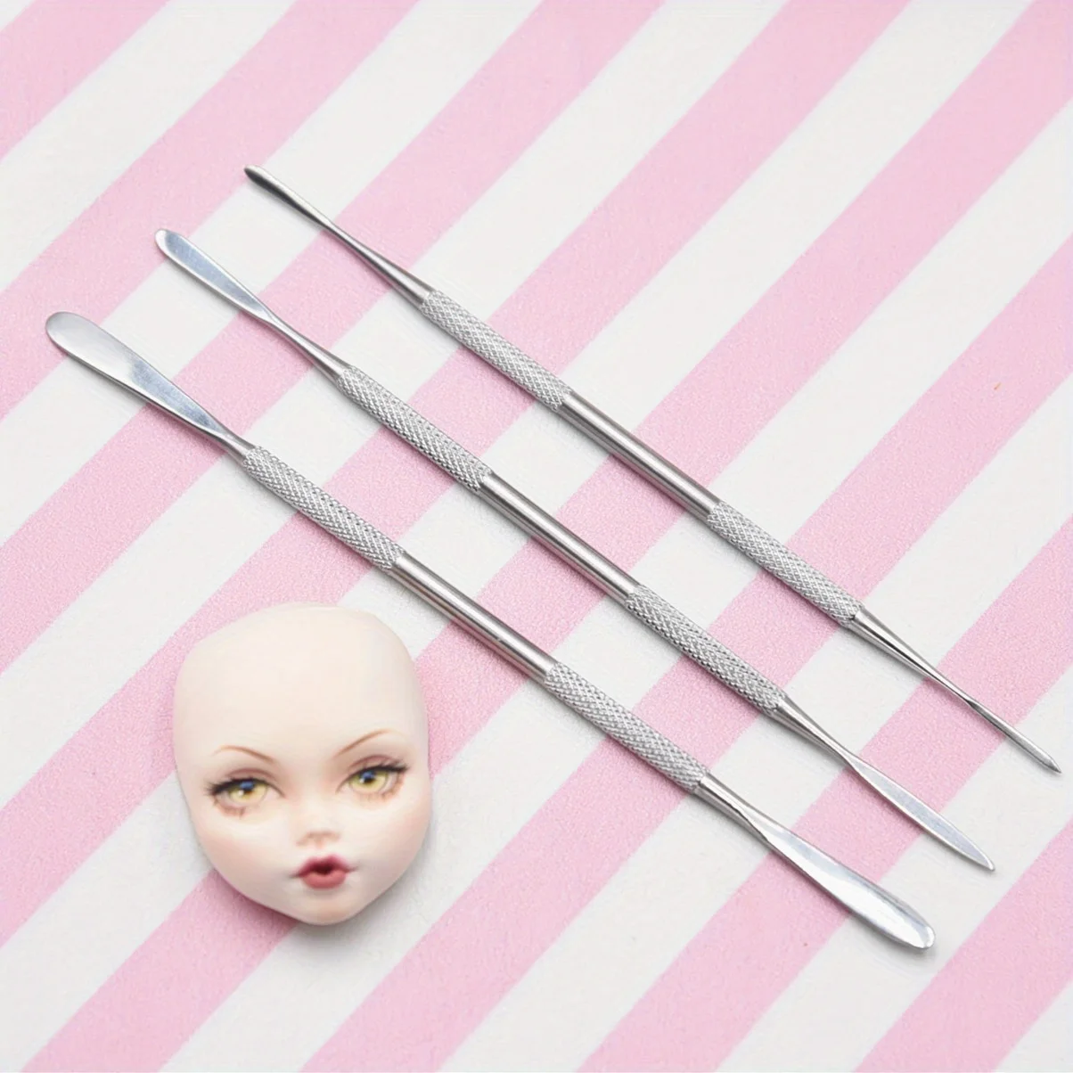 3Pcs Stainless Steel Spatula - Mini Double Head Pottery Diy Sculpture Tool, Stone Plastic Ultra Light Clay Molding Tool