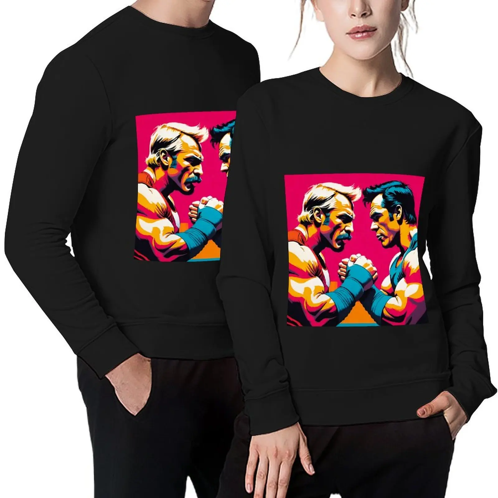 

Pink Power Clash: Dynamic Arm Wrestlers in Vibrant Showdown Pullover winter clothes men clothing autumn clothes sweatshirt men