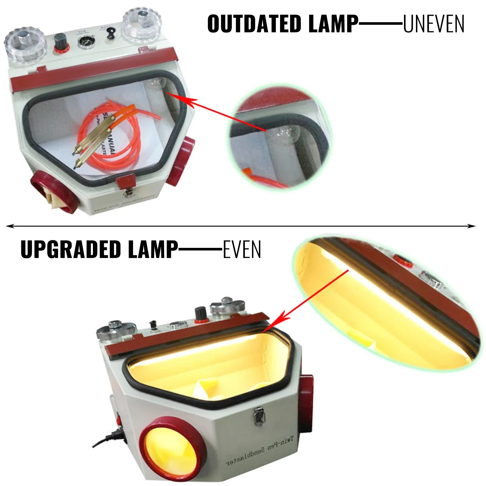 Imagem -05 - Vevor-equipamento Sandblaster para Laboratório Dental Caneta Mais Tanques com Luz Led Janela de Visão Grande Controle de Pedal Removendo Óxidos