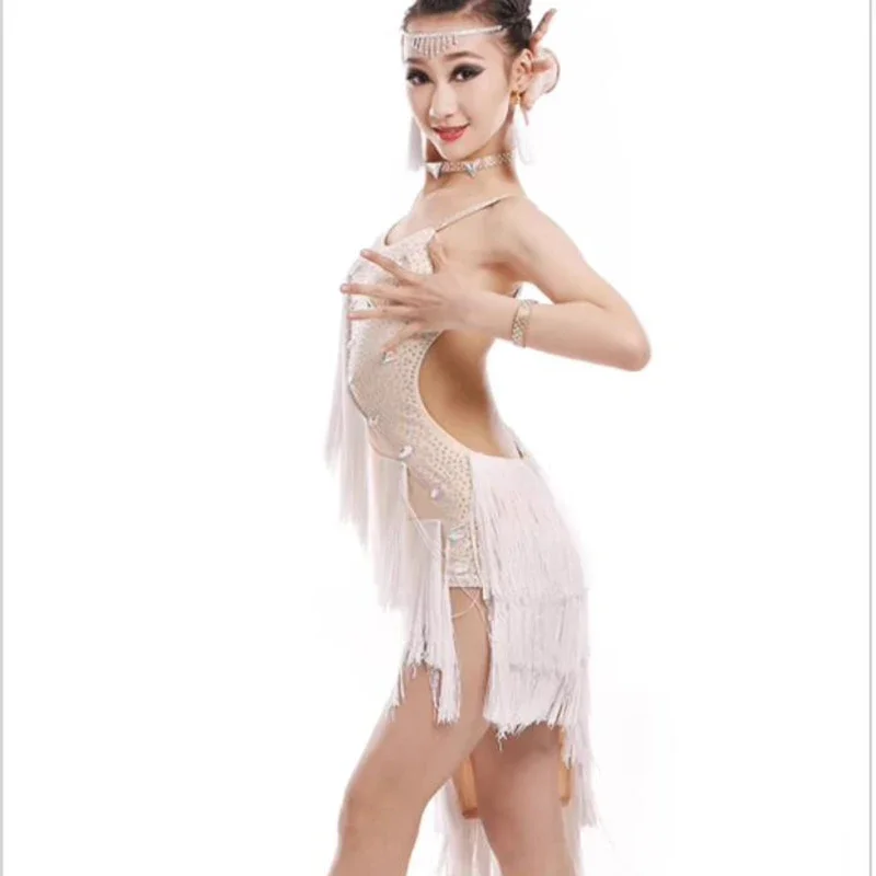 Costume de danse latine filles paillettes glands robes de concours de danse latine robes de danse de salon robe de salon latine