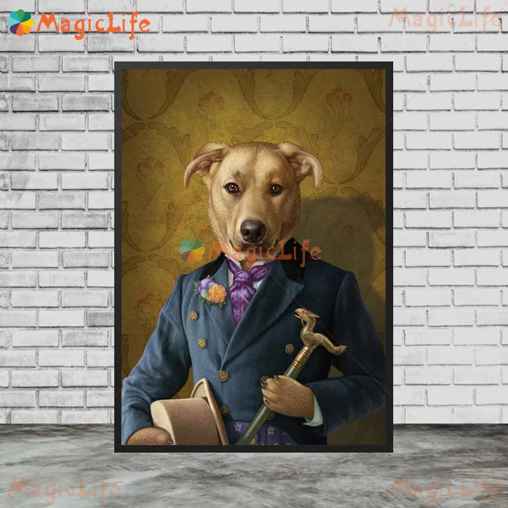 Pet Cat Gentleman in Suit Dog Posters Wall Pictures For Living Room Nordic Poster Wall Art Canvas Painting Home Decor Unframed