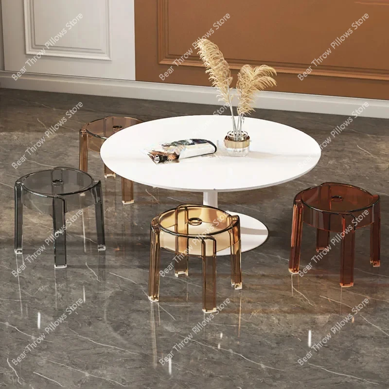 Transparent Dining Step Stool Nordic Plastic Low Modern Commode Minimalist Foot Stool Pedicure Mueble Bedroom Bathroom Furniture