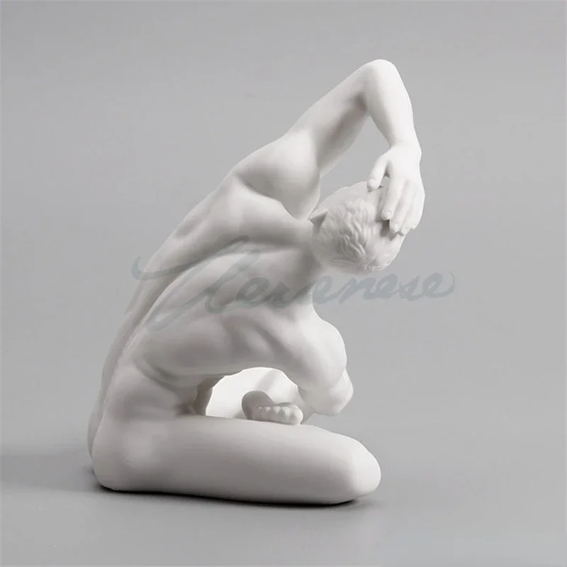 Abstract Ceramics Body Art Nude Male Yoga Gymnastics Room Desk Statue Interior Showpiece Figurine Home Decor Gift for Friend