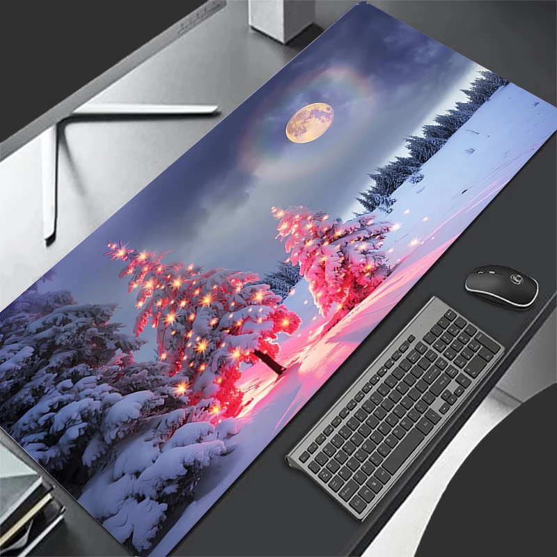 

Коврик для мыши, аксессуары для игрового ПК, портативный компьютер, скоростной коврик для клавиатуры ПК, настольный коврик, Рождественская ночь, снежный пейзаж, XXL, коврик для мыши, подарок