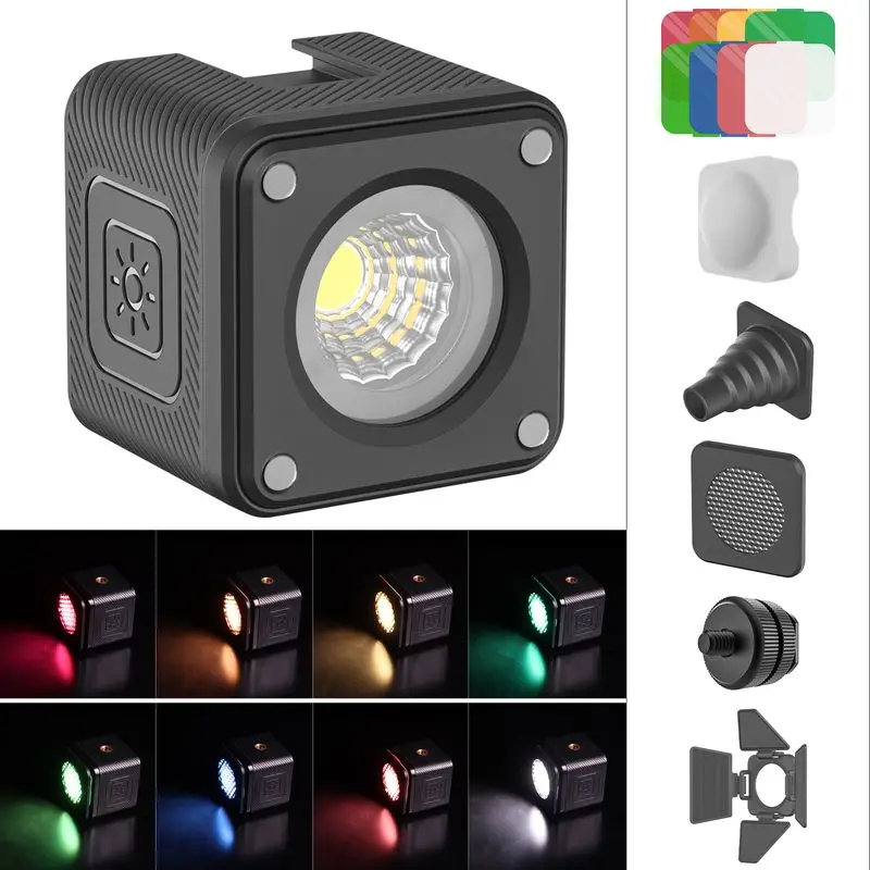 New! L1Pro Cute Lite IP67 Waterproof RGB Video Light with Color Filter Diffuser Honeycomb LED Light Kit for Gopro 10 9 8 DSLR