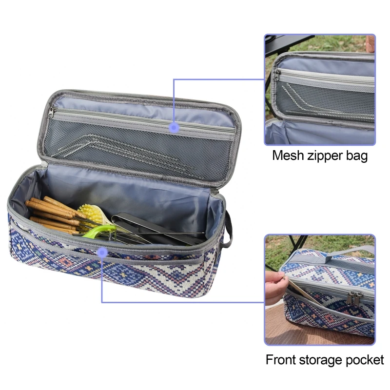 Oxford Cloth Camping Storage Bag Outdoor Tableware Bags Large Capacity Tote Travel Gadget Portable Out Shower Box