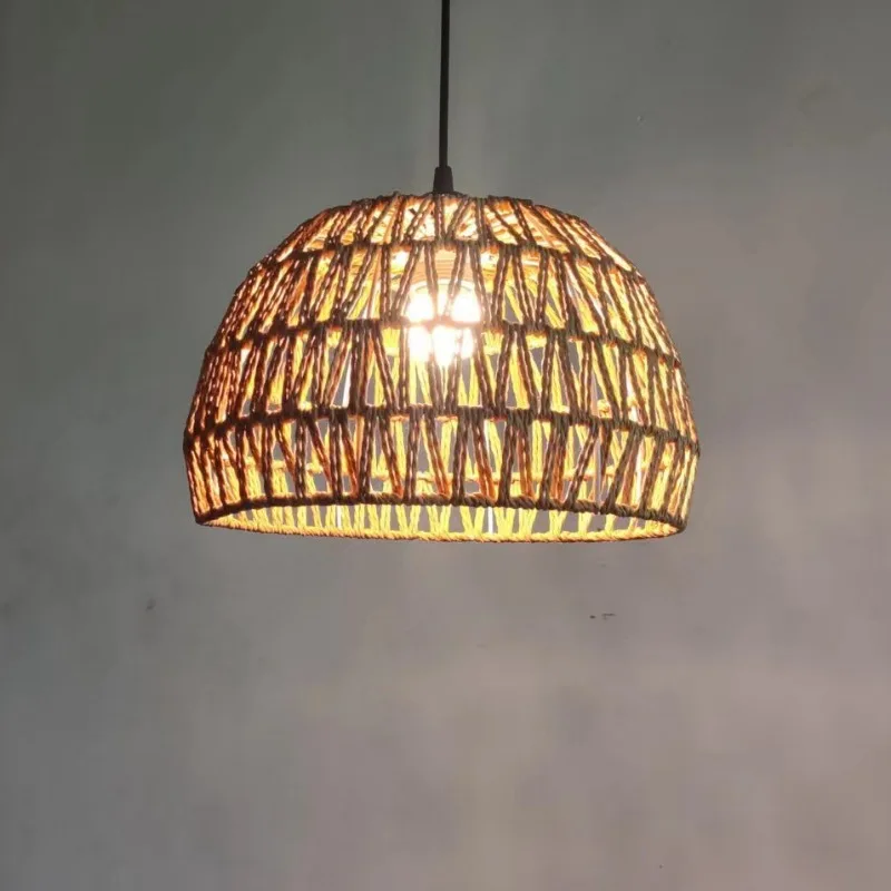 

Bamboo Pendant Lights Hand Woven Ceiling Weaving Chandelier Lamp Rattan Wicker Hanging LED Fixtures Home Bedroom Bamboo Art Lamp