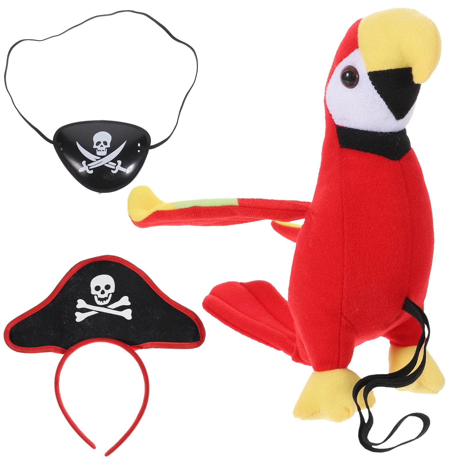 Pirate Cosplay Costume Stuffed Parrot Makeup Headband Dress Props Hat Plush Eye Patches