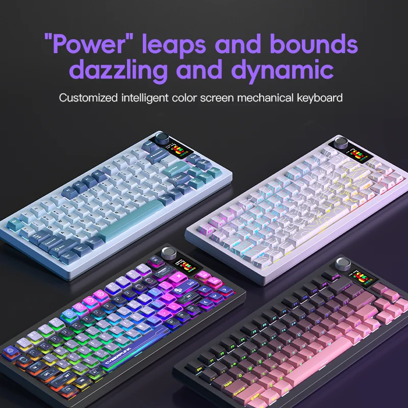 Langtu Lt75 Pro Wireless Gaming Mechanical Keyboard Bluetooth 2.4G Wired RGB Hotswap Gamer Non-contact Keyboard With TFT Screen