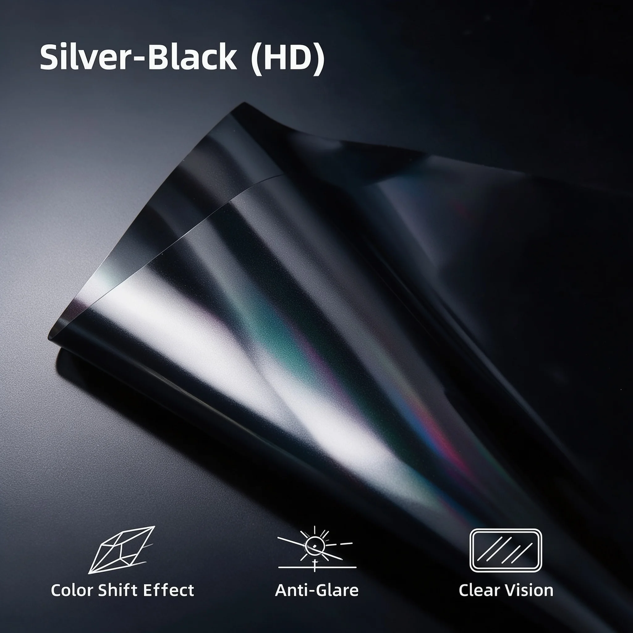 Silver Black HD Privacy Glass Tint Roll PET Material One Way Vision Anti UV Heat Blocking For Residential Office Vehicle Windows