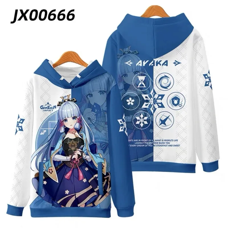 Genshin impact kamisato ayaka 3d printing man/woman autumn fashion game hoodies sweatshirt long sleeves pollover