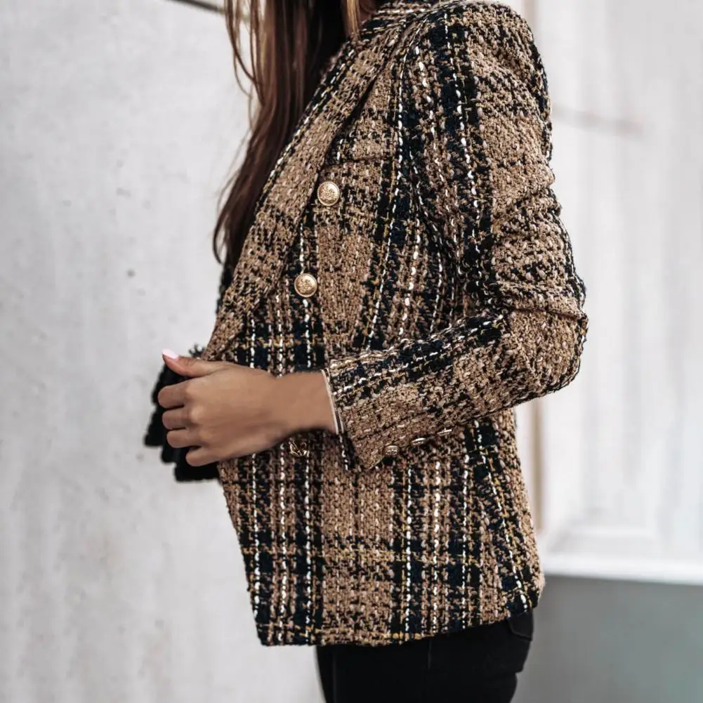 Blazer en laine à double boutonnage pour femme, manteau à manches longues, design moderne, rendez-vous, hiver