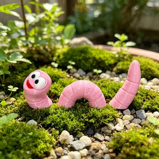 3D Printed Cartoon Worm Plant Pot Decor Set, Cute Segmented Worm Figurines Mini Succulent Garden Ornament for Plant Lovers