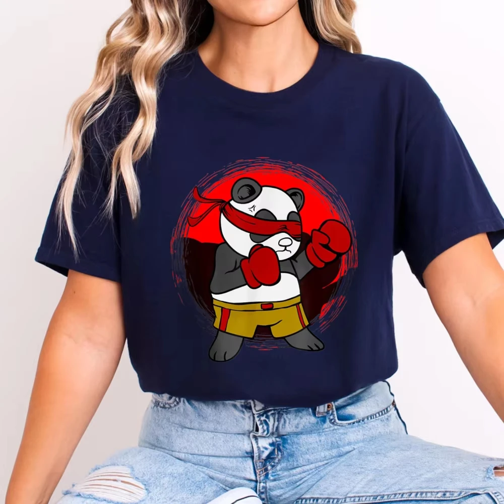 Boxing Panda Cartoon Graphic T-Shirt for Men Women Tee Fashion Casual Summer Streetwear Top Trendy Sport Gym Funny Animal Shirt
