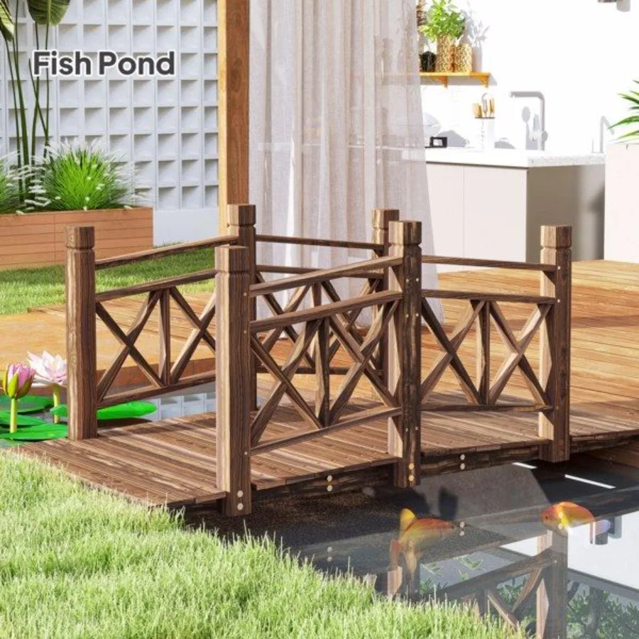 

4.7ft Garden Bridge Arc Wood Footbridge Drative Pond Bridge Shipping (Prohibited by -)