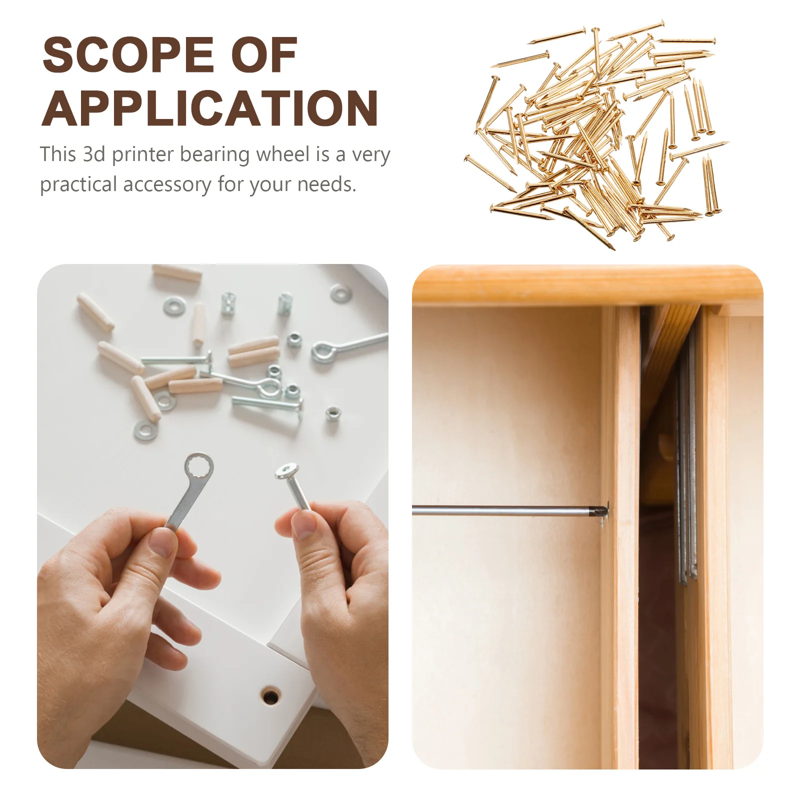 

100Pcs 18mm Brass Nails Round Head for Furniture Hinges Decorative Parts Home DIY Durable Easy to Install Brass Nails