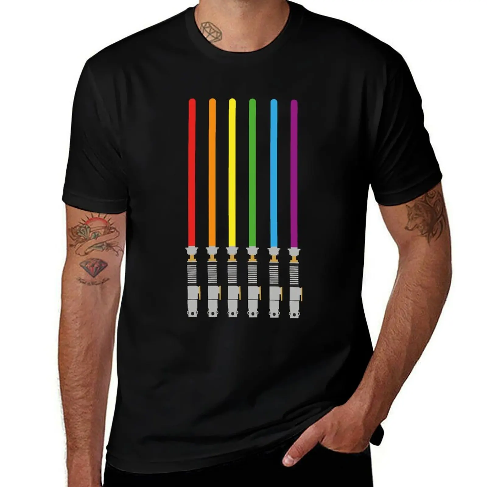 Lightsaber Proud LGBT Rainbow T-Shirt Casual Trendy Streetwear Tee Shirt T-Shirt