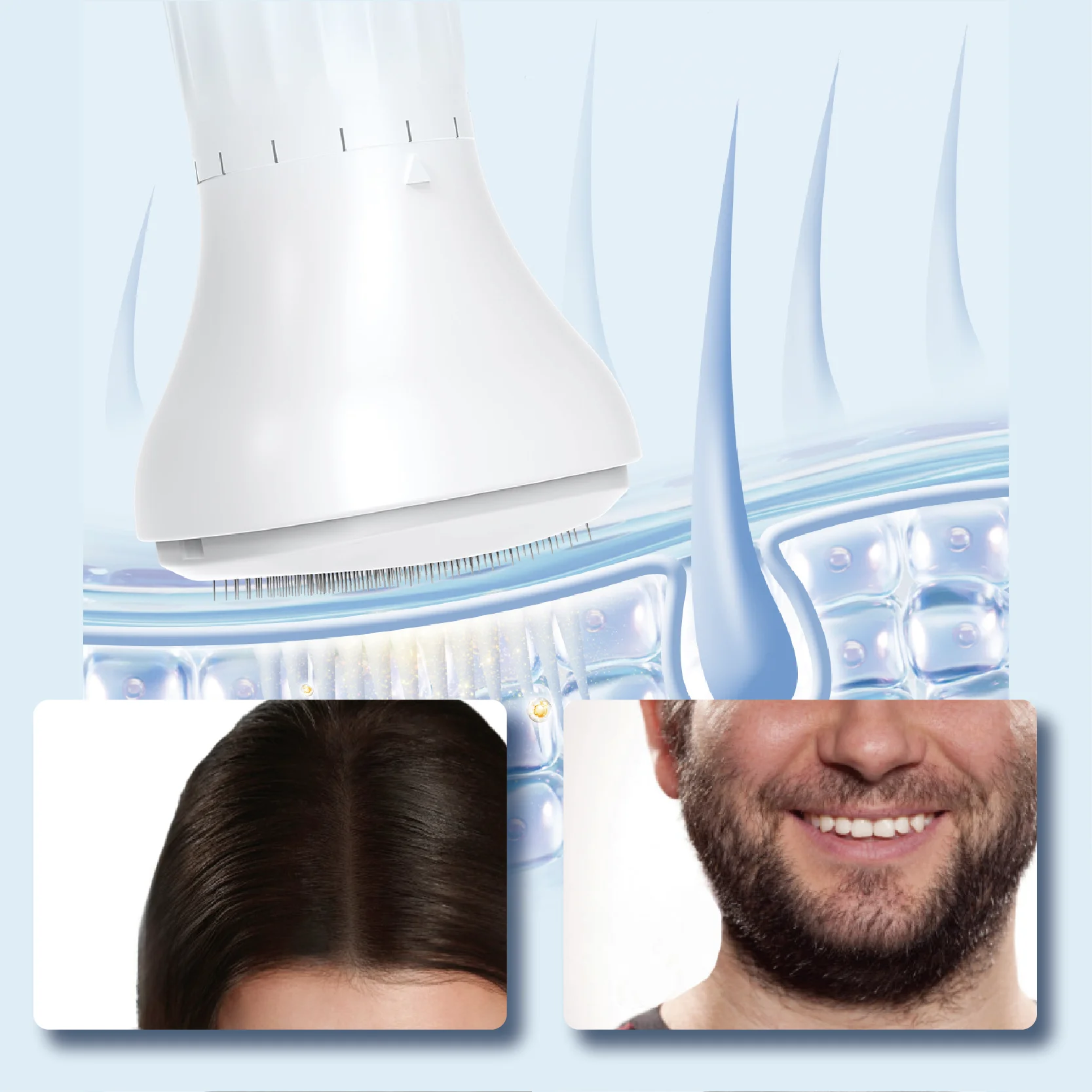 1Pc Adjustable Length Derma Microneedle Stamp Hydra140 Needles Use for Face Hair Beard Aqua Roller, Needle Length 0.25mm, No Serum image 3