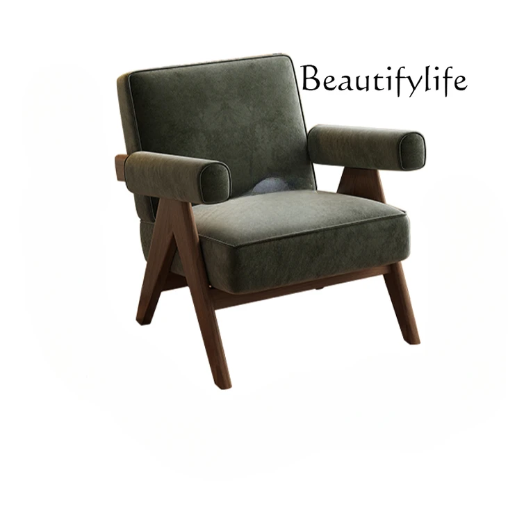 Nordic retro single sofa chair Chandigarh leisure chair Chenier wabi-sabi creative leisure