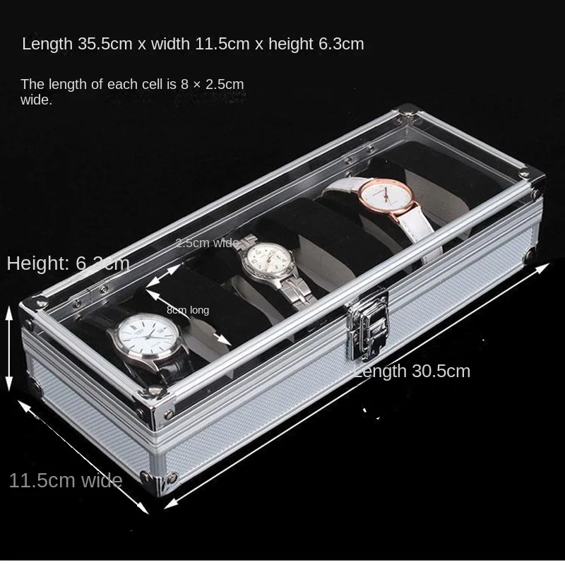 Коробка для хранения ювелирных изделий из алюминия, с ручкой, 6/12 Ячеек