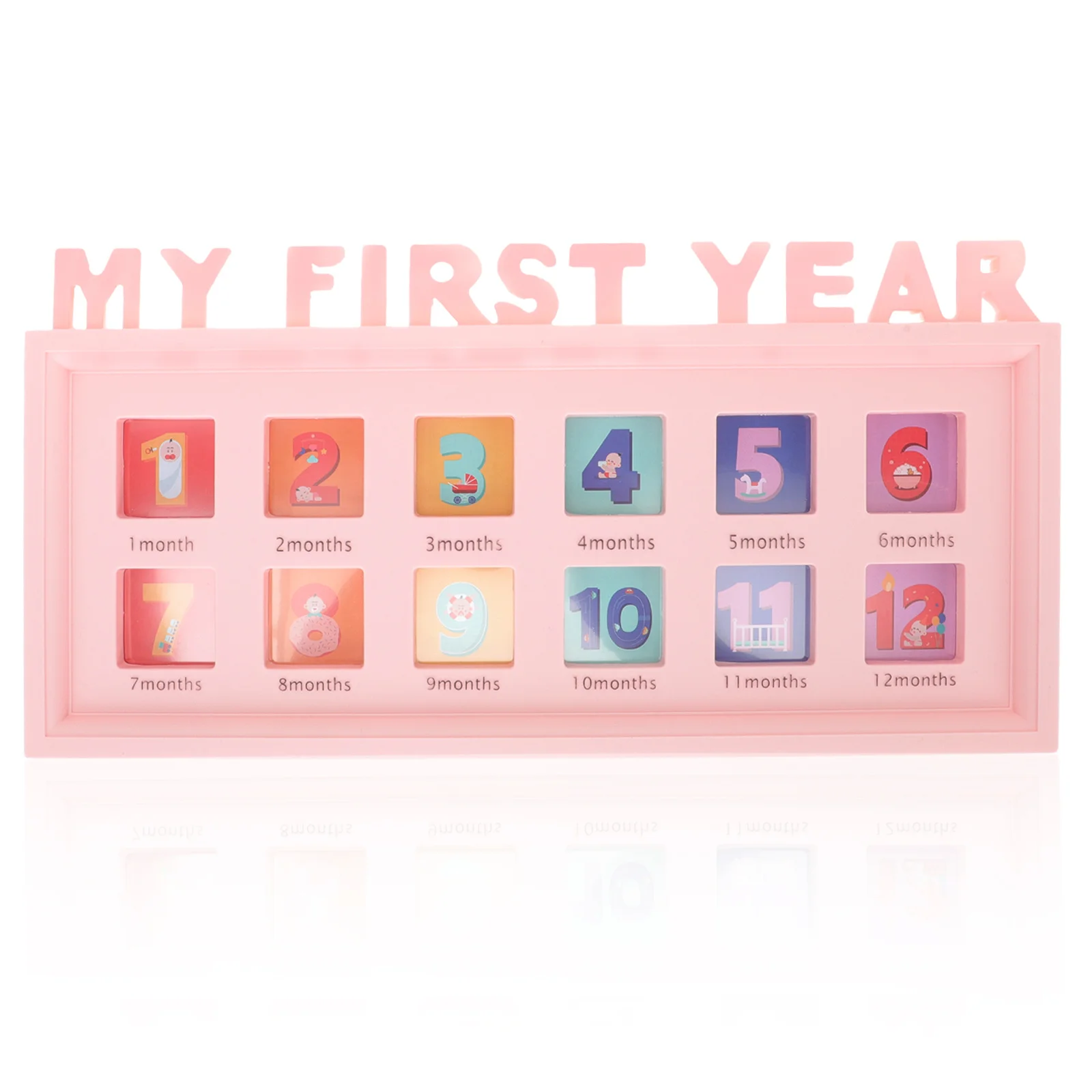 

Baby 12 Month Growth Picture Frame First Year Memory Keeper Infant Photo Organizer Wall Art Clip Frame for Bedroom Living Room