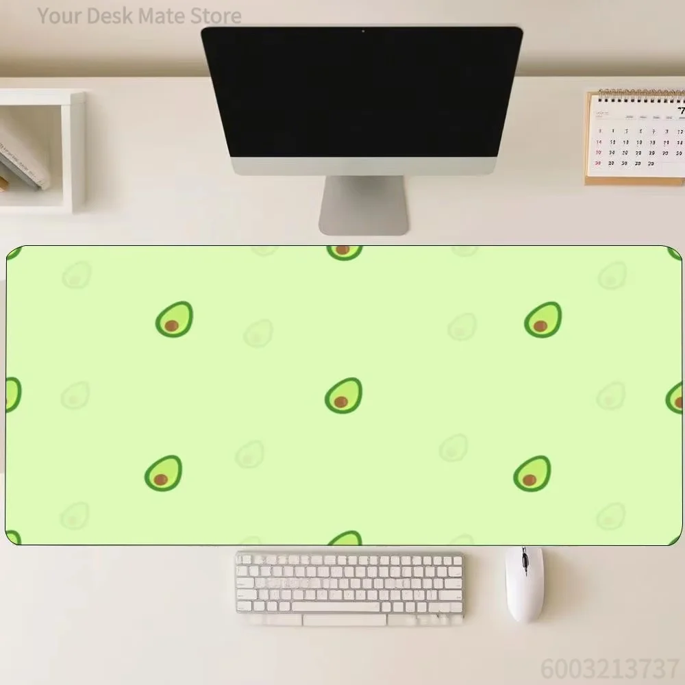 Cute Avocado Pattern Large Extended Mouse Pad Non-Slip Rubber Stitched Edges Print Desk Mat for Gaming