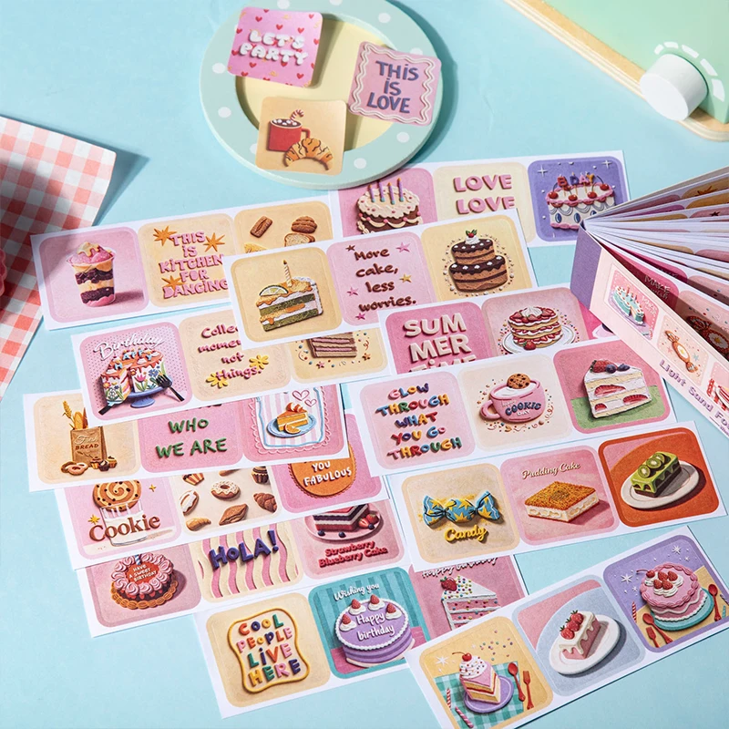 30 pcs Light Sand Food Painting Series Die-cut Sticker Healing Food Themed DIY Journal Scrapbooking Diary Decorative Stickers