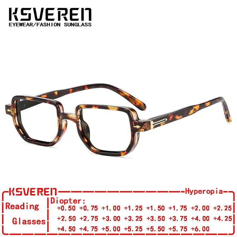 

KSVEREN Men Vintage Square Anti Blue Light Reading Glasses Women Presbyopic Eyewear Prescription Glasses Optical Glasses Frame