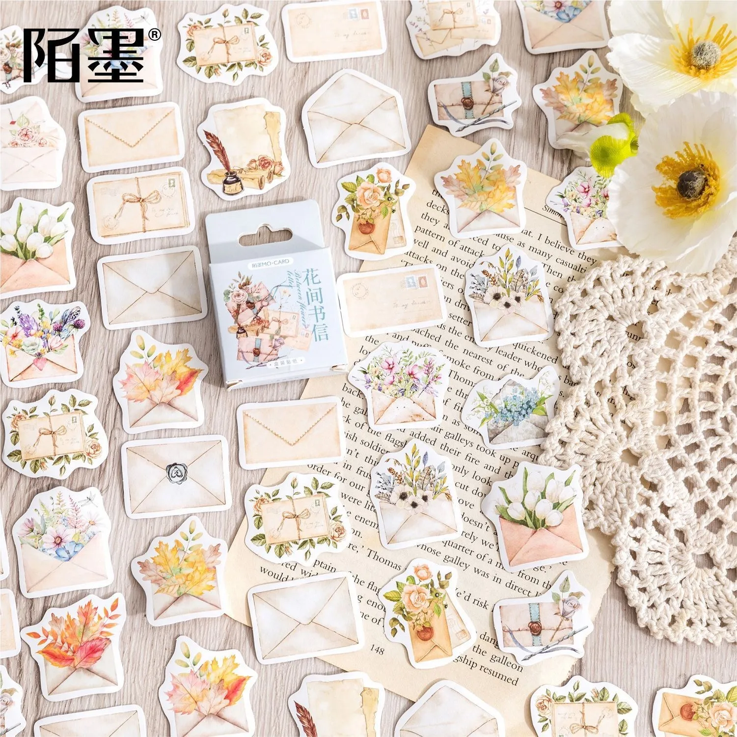 46 Pcs Flowers envelope Mini Paper Sticker Diy Diary Planner Decoration Sticker Album Scrapbooking Kawaii Stationery